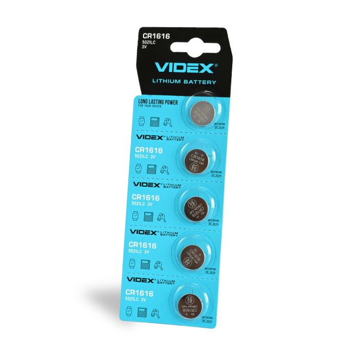 Батарейки літієві Videx CR1616 3V Lithium 5 шт у блістері Ціна вказана за 1шт, мінімальне замовлення 5 шт.