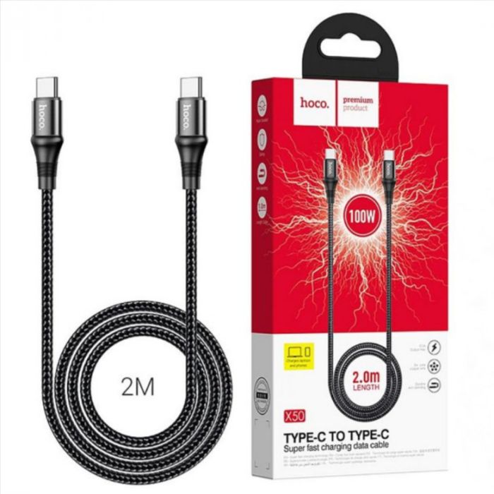 Кабель HOCO X50 Type-C+Type-C (2m) 100W швидке заряджання