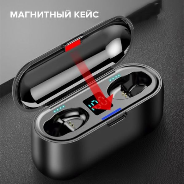 Бездротові Bluetooth сенсорні навушники Amoi F9+кейс-павербанк