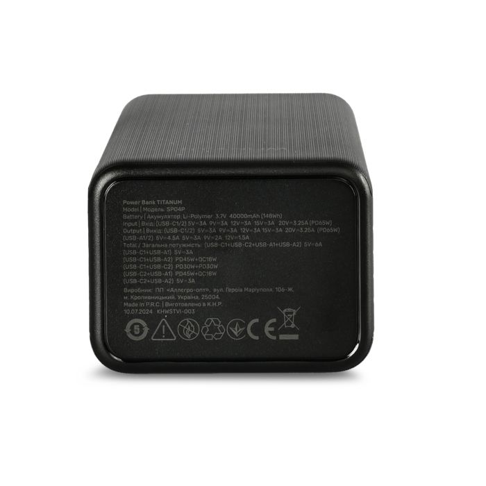Повербанк 40000mAh TITANUM SP04P PD65W Black