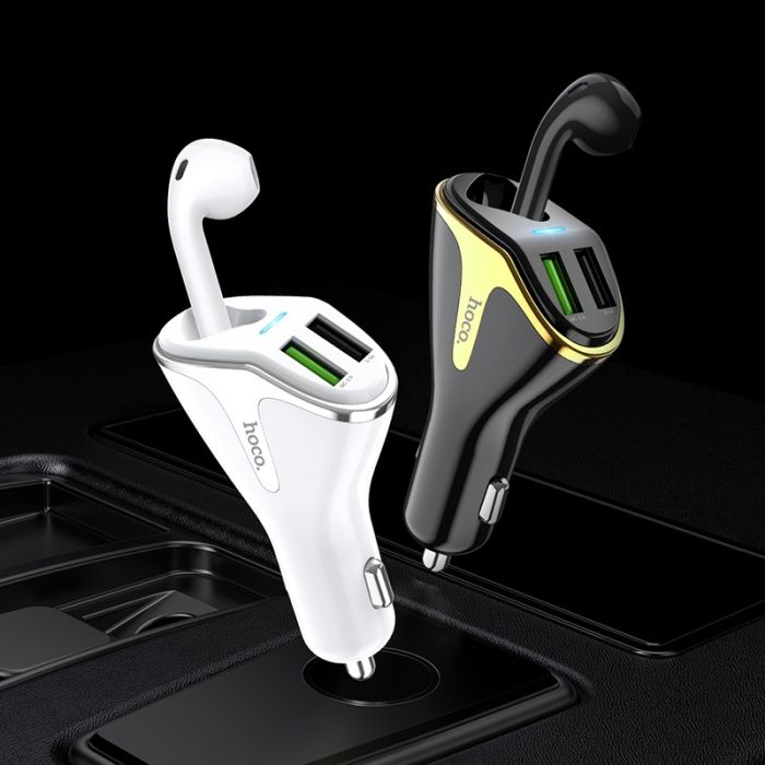 Автомобільна зарядка з Bluetooth гарнітурою Hoco E47 2USB QC3.0 швидка зарядка