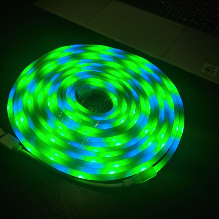 Світлодіодна Неонова Стрічка-Шланг RGB (5 м, 12V/220V): Гнучкий LED NEON