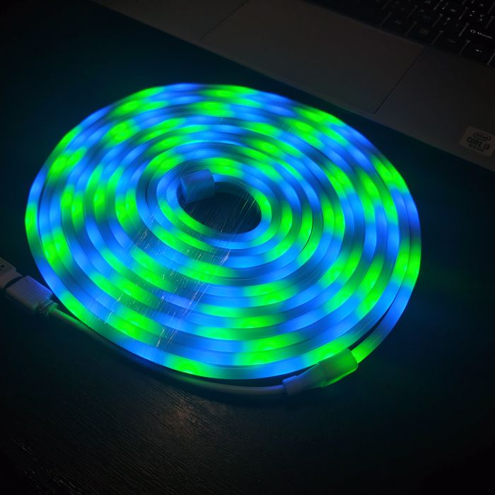 Світлодіодна Неонова Стрічка-Шланг RGB (5 м, 12V/220V): Гнучкий LED NEON