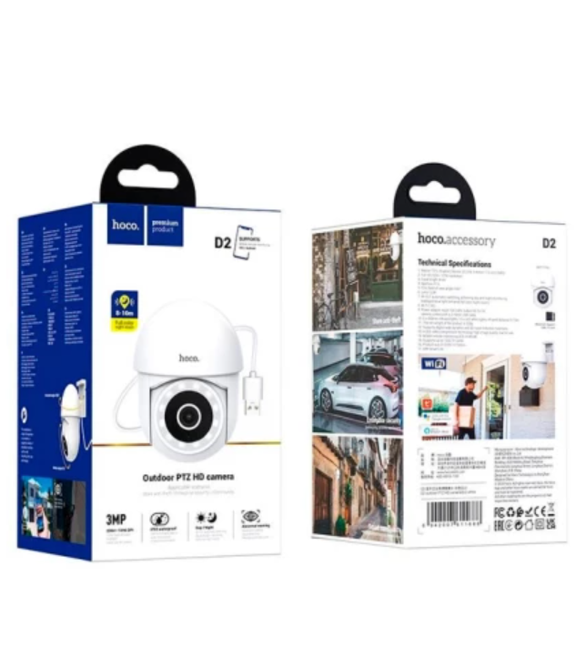 Розумна Wi-Fi камера HOCO D2 зовнішня PTZ 3MP (2K) Smart Life