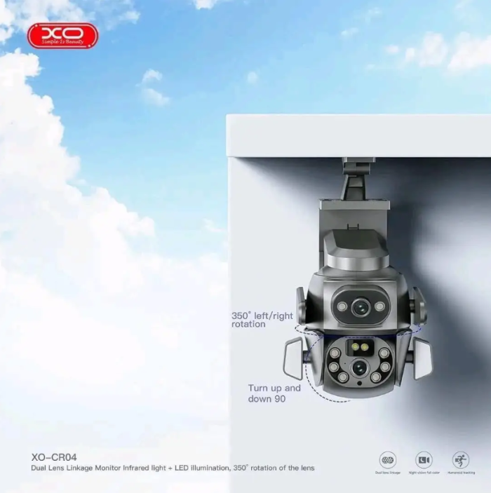 Вулична IP-камера XO CR04 Robot Dual Screen 4MP Wi-Fi IP66