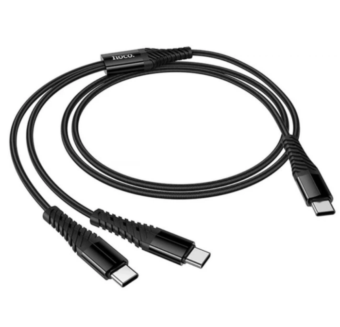 Кабель-розгалужувач HOCO X123 2-в-1 (Type-C to 2xType-C) 1.0m Black