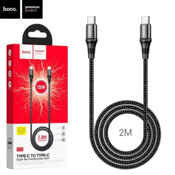 Кабель Type-C to Type-C HOCO X50 Exquisito 100W PD (5A / 2.0m) Black