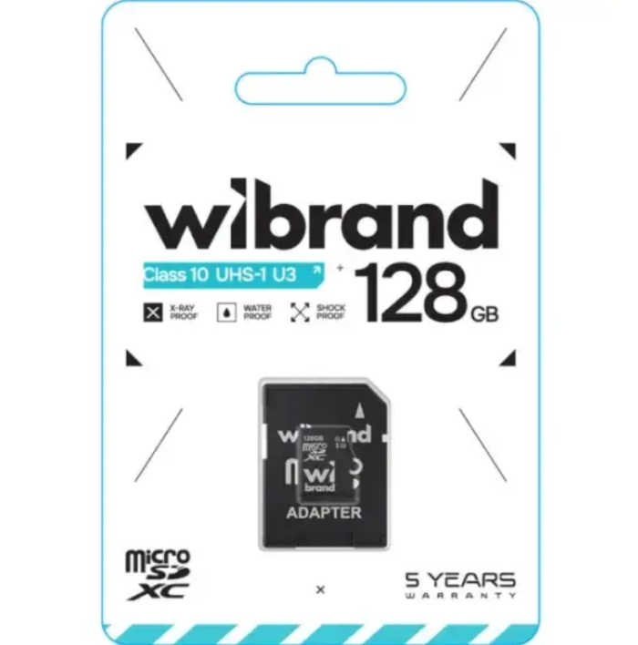 Карта пам'яті MicroSDHC Wibrand 128GB Class 10 (з SD-адаптером)