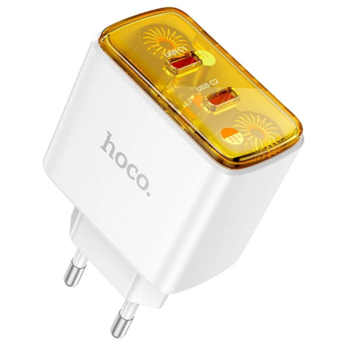 Мережевий зарядний пристрій HOCO CS43A PD 45W (2xType-C) White