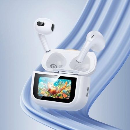 Бездротові Bluetooth навушники Hoco EW87 із сенсорним дисплеєм, білі