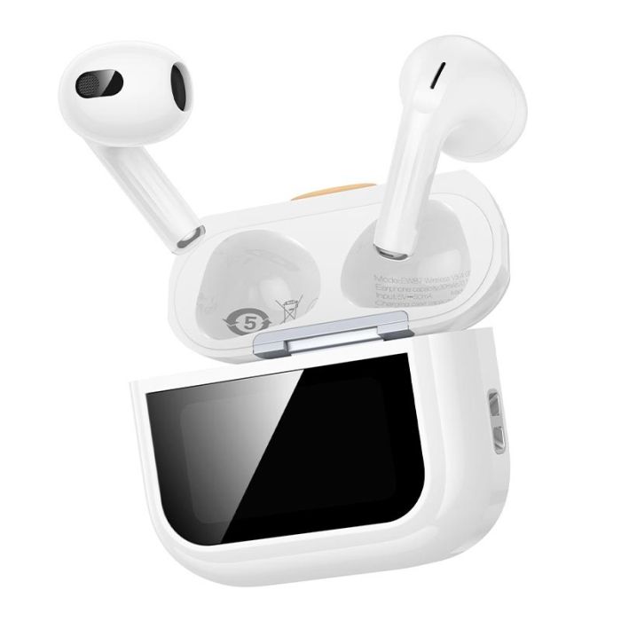 Бездротові Bluetooth навушники Hoco EW87 із сенсорним дисплеєм, білі