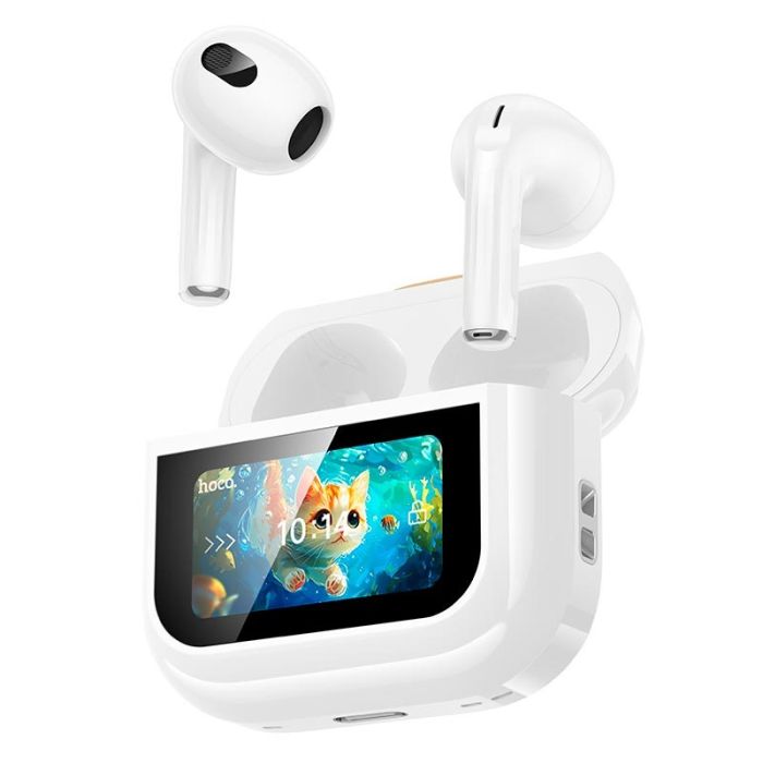 Бездротові Bluetooth навушники Hoco EW87 із сенсорним дисплеєм, білі