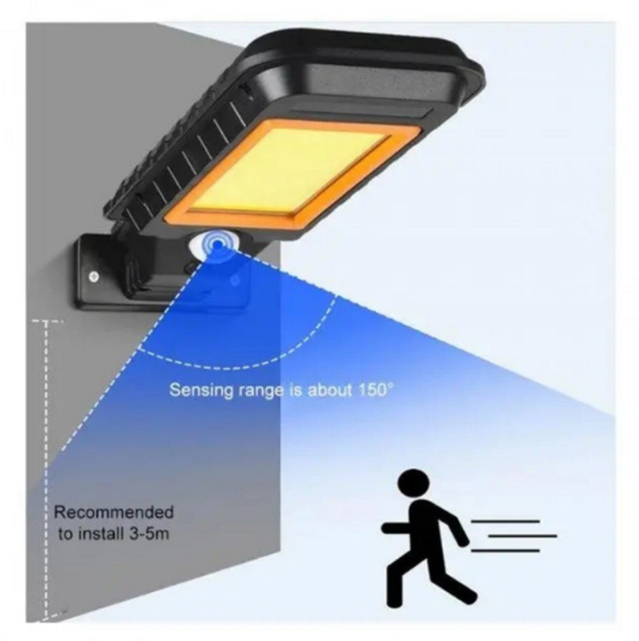 Вуличний ліхтар на сонячних батареях HS-8011C SMD COP, вуличний світильник на стіну з датчиком руху