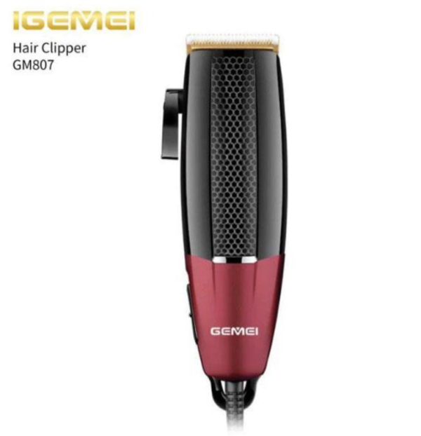 Машинка для стрижки волосся Geemy GM-8O7 титанові леза, провідна, 4 установки довжини Чорний з Червоним