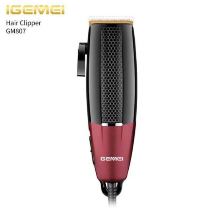 Машинка для стрижки волосся Geemy GM-8O7 титанові леза, провідна, 4 установки довжини Чорний з Червоним