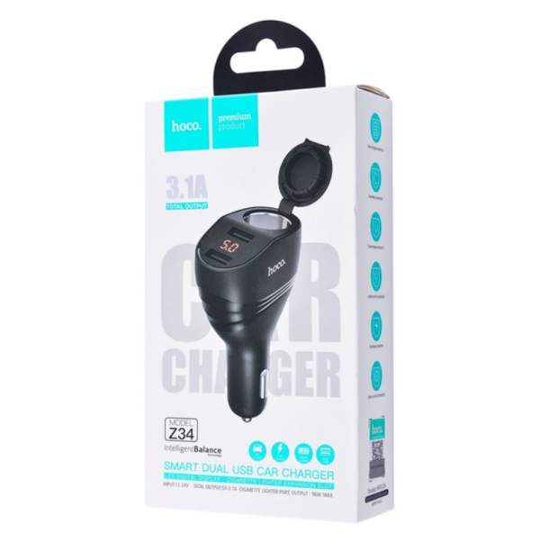Автомобільний зарядний Hoco Z34 (2USB 3.1 A) Чорний