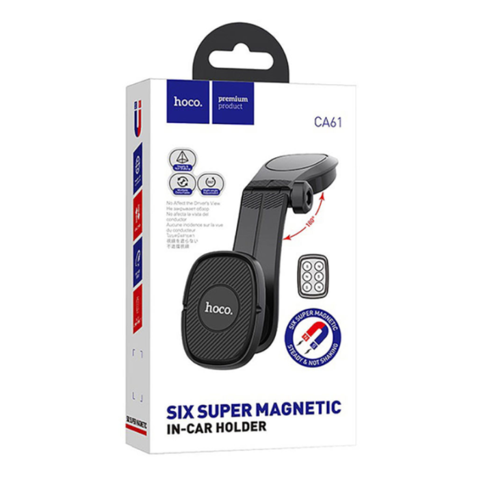 Автотримач магнітний для смартфона Hoco CA61 Magnetic black
