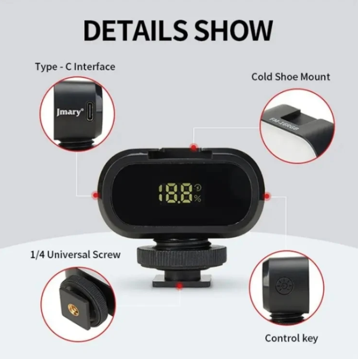 JMARY FM-16RGB: Міні Портативне RGB LED Світло для Відеоконференцій та Фотозйомки (800Lux, Type-C)