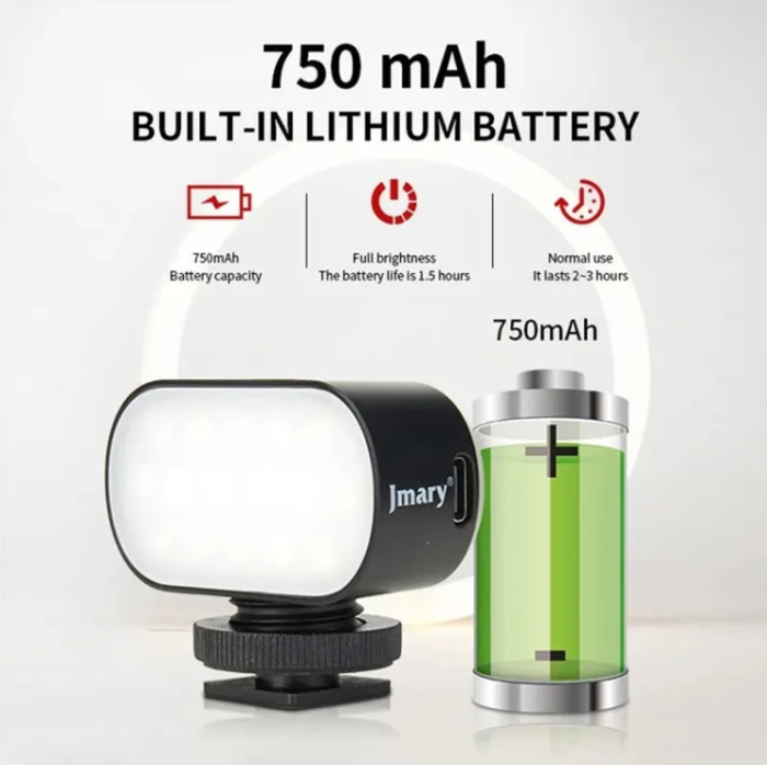 JMARY FM-16RGB: Міні Портативне RGB LED Світло для Відеоконференцій та Фотозйомки (800Lux, Type-C)