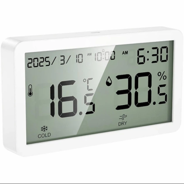 Електронний настільний годинник Hoco HX42 з термометром і гігрометром метеостанція White