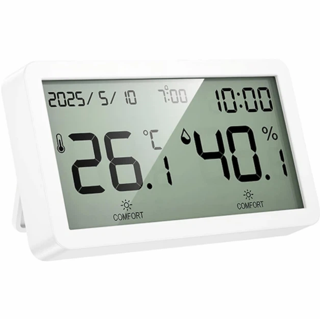 Електронний настільний годинник Hoco HX42 з термометром і гігрометром метеостанція White