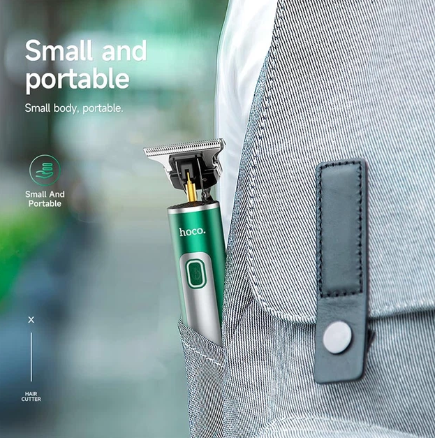 Тример для бороди та стрижки волосся Hoco DAR03 акумуляторний 3 насадки Зелений