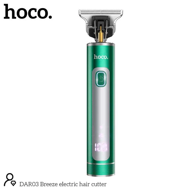 Тример для бороди та стрижки волосся Hoco DAR03 акумуляторний 3 насадки Зелений