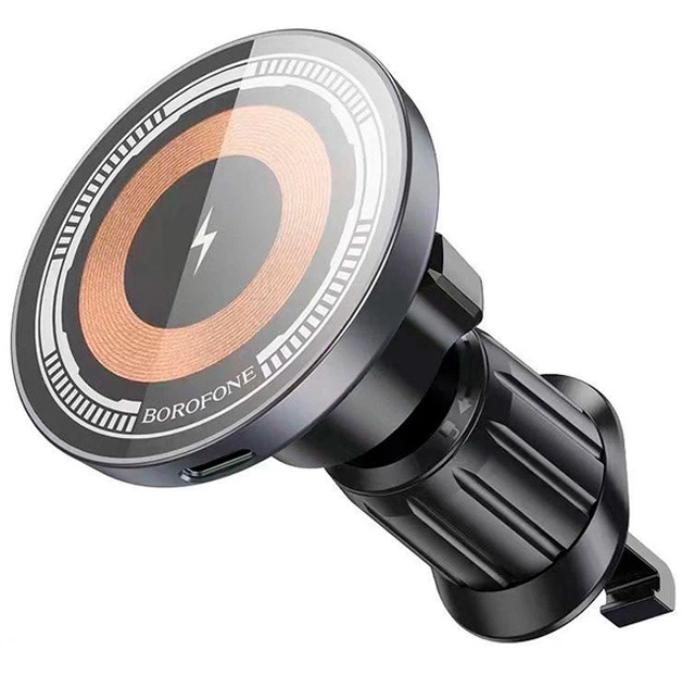Автотримач з бездротовою зарядкою Borofone BH211 MagSafe 15W у дефлектор Чорний