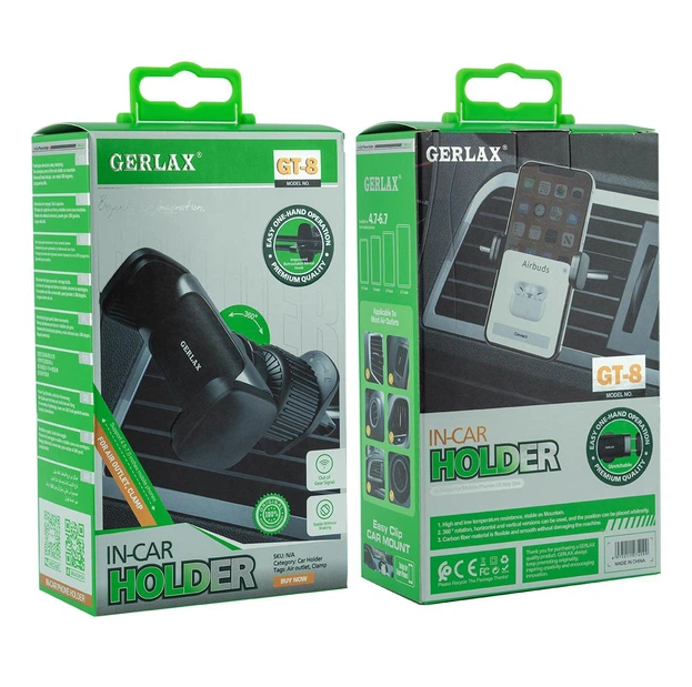 Автотримач для телефона Gerlax GT-8 у дефлектор затискач для смартфона 4.5-7