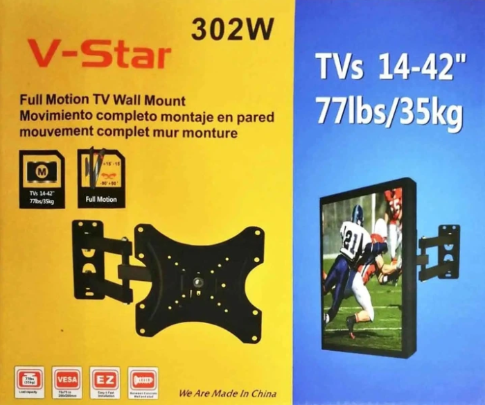 Кронштейн для телевізора 14-42 дюймів на стіну поворотний похилий V-Star 302W
