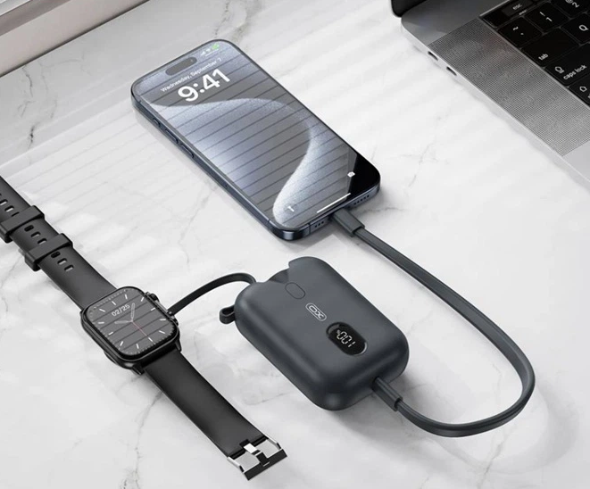 Повербанк 10000mAh XO PR260 20W PD/QC швидка зарядка + бездротова зарядка для годинника
