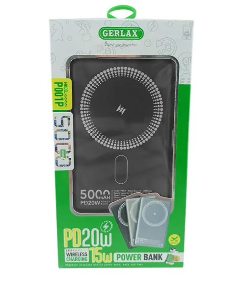 Повербанк 5000mAh Gerlax P001P MagSafe PD20W магнітний бездротовий Сірий