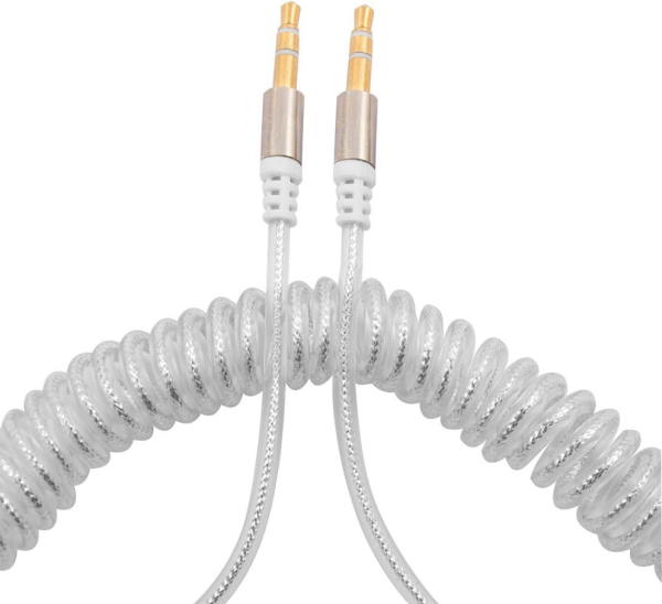AUX кабель 3.5 мм - 3.5 мм пружина в тканинному обплетенні 1.5 м Чорний