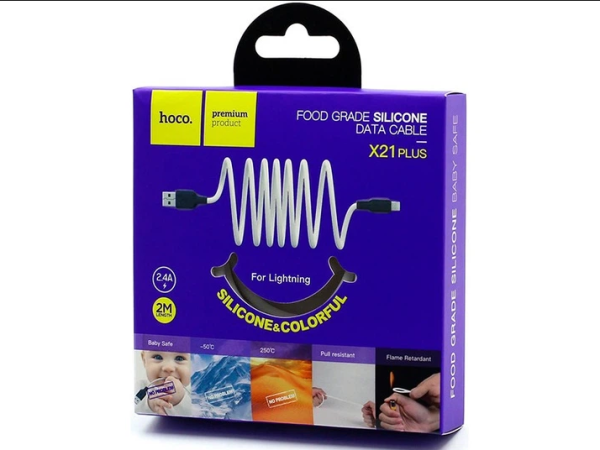 Кабель iPhone Lightning HOCO X21 Plus 2м силіконовий термостійкий 2A Чорний