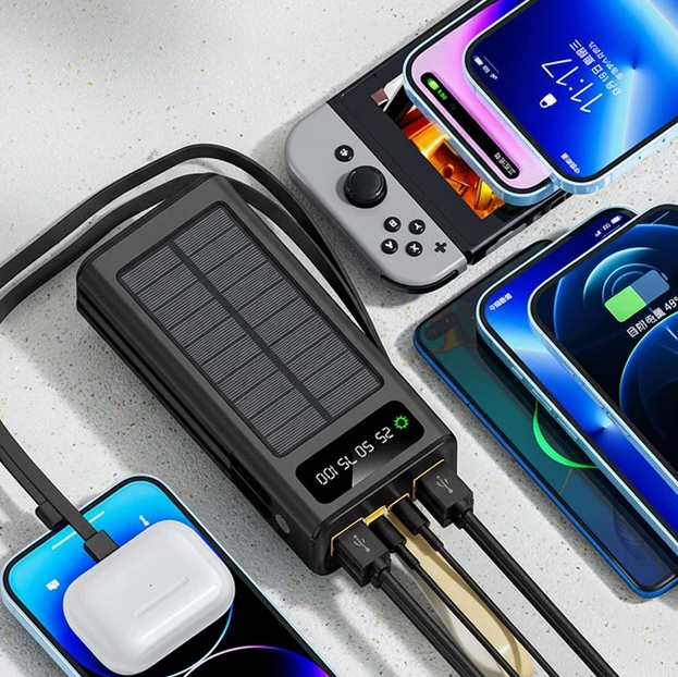 Повербанк 30000 mAh ACL PW-90B із сонячною панеллю та ліхтариком 4хUSB