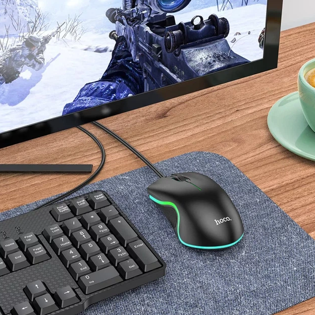 Ігрова миша Hoco GM19 дротова оптична мишка з RGB підсвіткою 1000 DPI