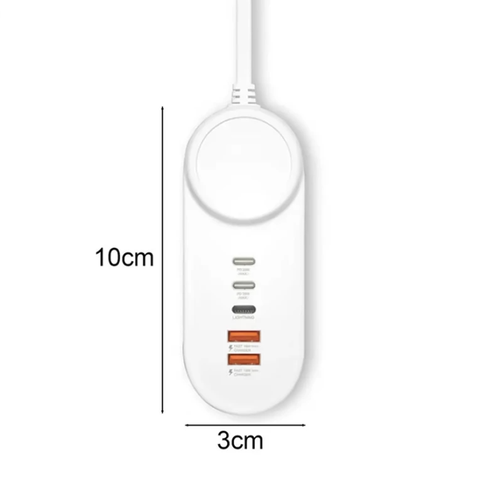 Мережевий зарядний пристрій Hub 35W швидка зарядка 2xUSB 2xType-C Lightning White