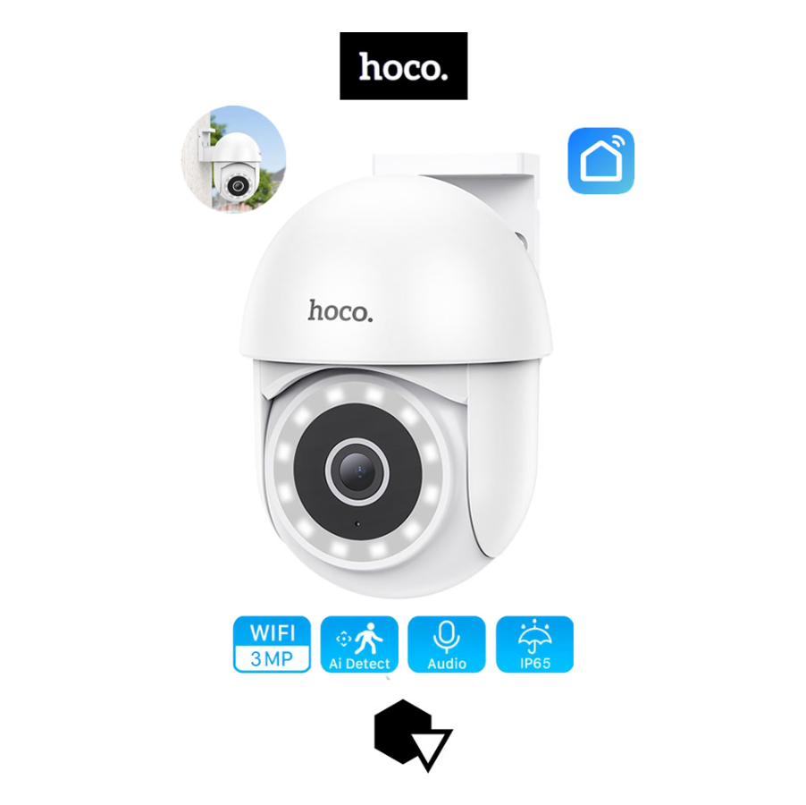 Розумна Wi-Fi камера HOCO D2 зовнішня PTZ 3MP (2K) Smart Life